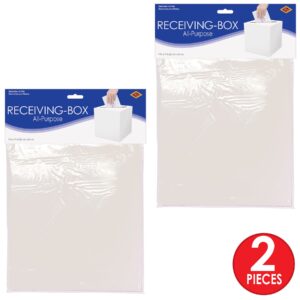 Beistle 2 Piece All-Purpose White Gift Card Boxes For Wedding Receptions, Anniversaries, Birthday Parties, And Graduations