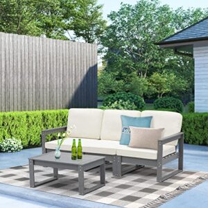 LAUREL CANYON Outdoor Coffee Table HDPE Recycled Plastic Patio Porch, Yard, Park, Lawn, Slate Grey