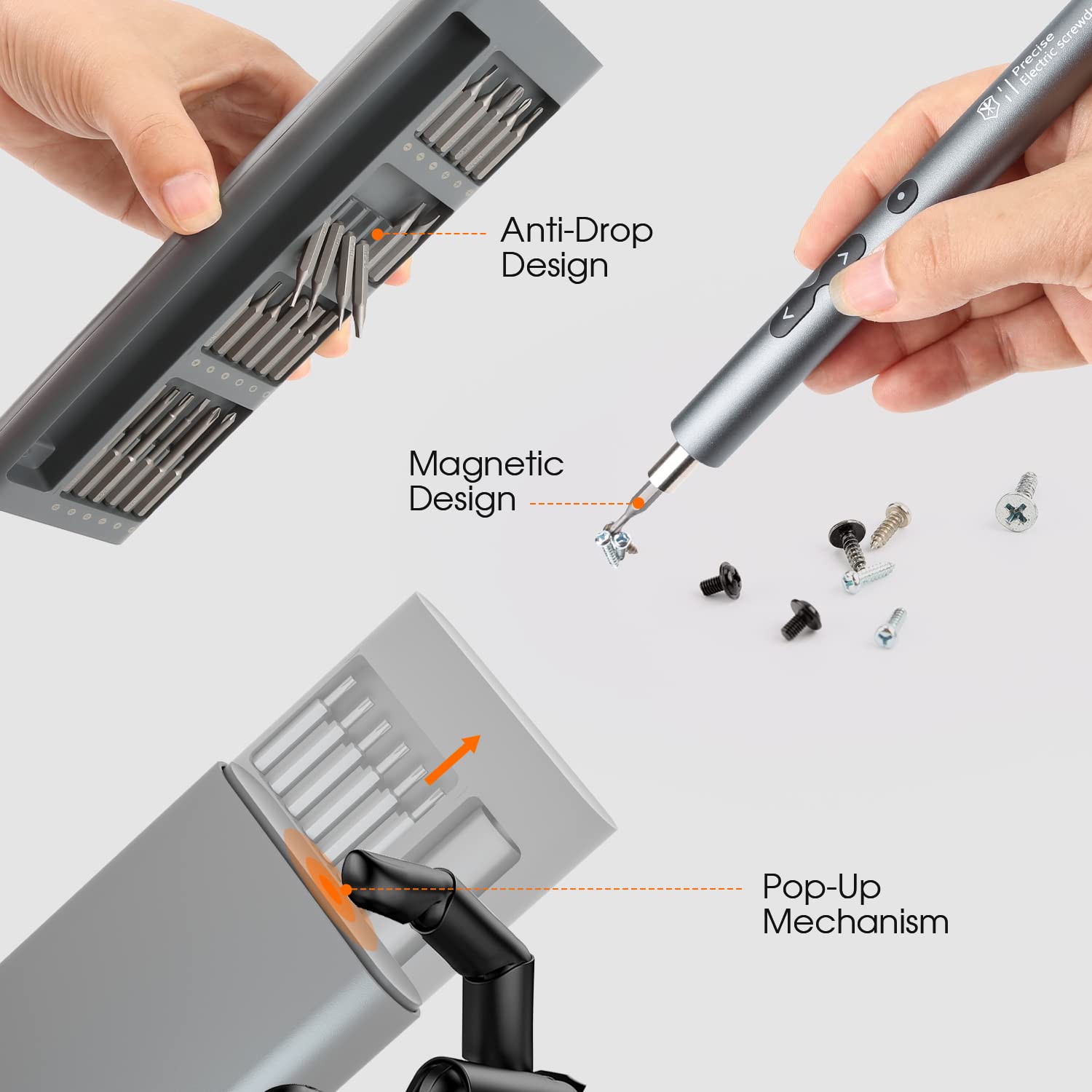 51 in 1 Electric Screwdriver Set, UF-TOOLS Portable Mini Rechargeable Cordless Precision Screwdriver with Battery & LED Light, Magnetic Driver Bits Set, Professional Repair Tool Kit for Electronics