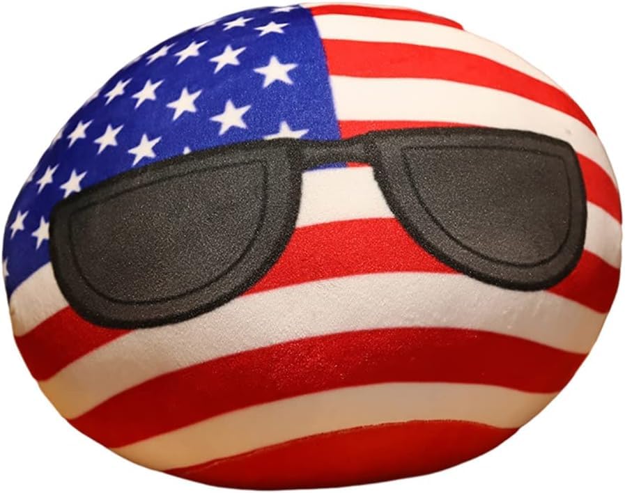 Hgplvxj 11.8Inch Country Ball Plush Toy, Polandball Stuffed Plush Pillow Birthday Xmas Gift for Kids (America)