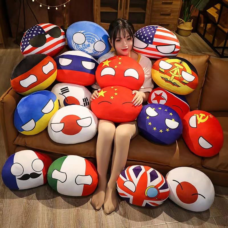 Hgplvxj 11.8Inch Country Ball Plush Toy, Polandball Stuffed Plush Pillow Birthday Xmas Gift for Kids (America)