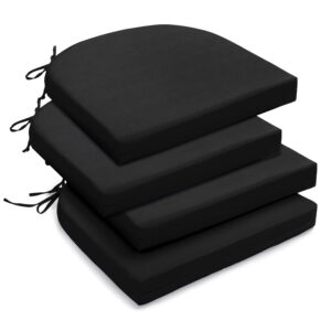 LOVTEX Outdoor Chair Cushions Set of 4, Outdoor Patio Chair Cushions with Ties,Waterproof Chair Cushions for Outdoor Furniture, 17 x 16 x 2 inch, Black