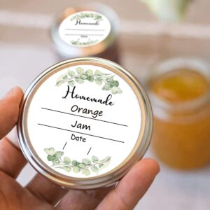 500Pcs Watercolor Green Plants Canning Stickers Round Food Labels 2 Inch - Write on Date Contents Canning Jar Lids Labels with Lines for Mason Jars Homemade Jam and Jelly