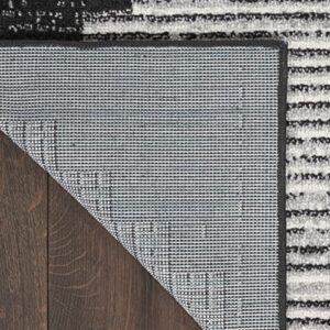 Nourison Modern Passion Geometric Black/Grey 6' x 9' Area -Rug, Easy -Cleaning, Non Shedding, Bed Room, Living Room, Dining Room, Kitchen (6x9)