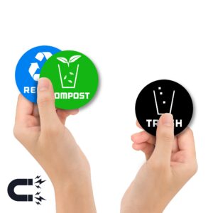 9 Recycle Compost and Trash Sticker to Organize Your Trash Cans- for Garbage containers and Recycle Bins - Premium Vinyl Decal (Compost, XSmall) (Magnetic, XSmall)