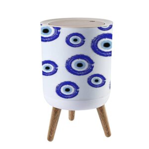 small trash can with lid for bathroom kitchen office diaper blue turkish evil eye seamless greek evil eye symbol protection turkey bedroom garbage trash bin dog proof waste basket cute decorative