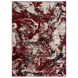 luxe weavers abstract marble swirl red 8x10 area rug