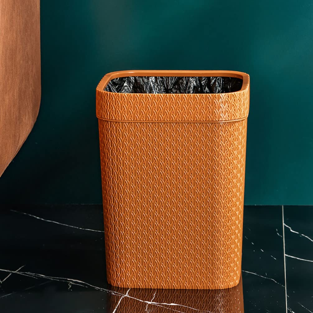 LIFKOME Orange Rattan Round Trash Can, Durable, Convenient, Impact Resistant, Can Be Used for a Long Time