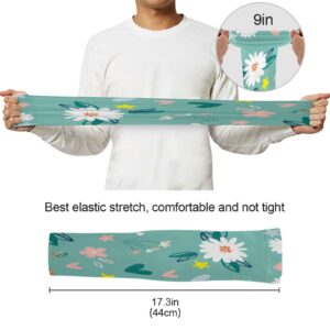 JUNZAN Gardening Arm Sleeves Sun Protection Cooling Sleeves for Women with Thumb Hole Garden Flower Plants Botanical Green Pattern