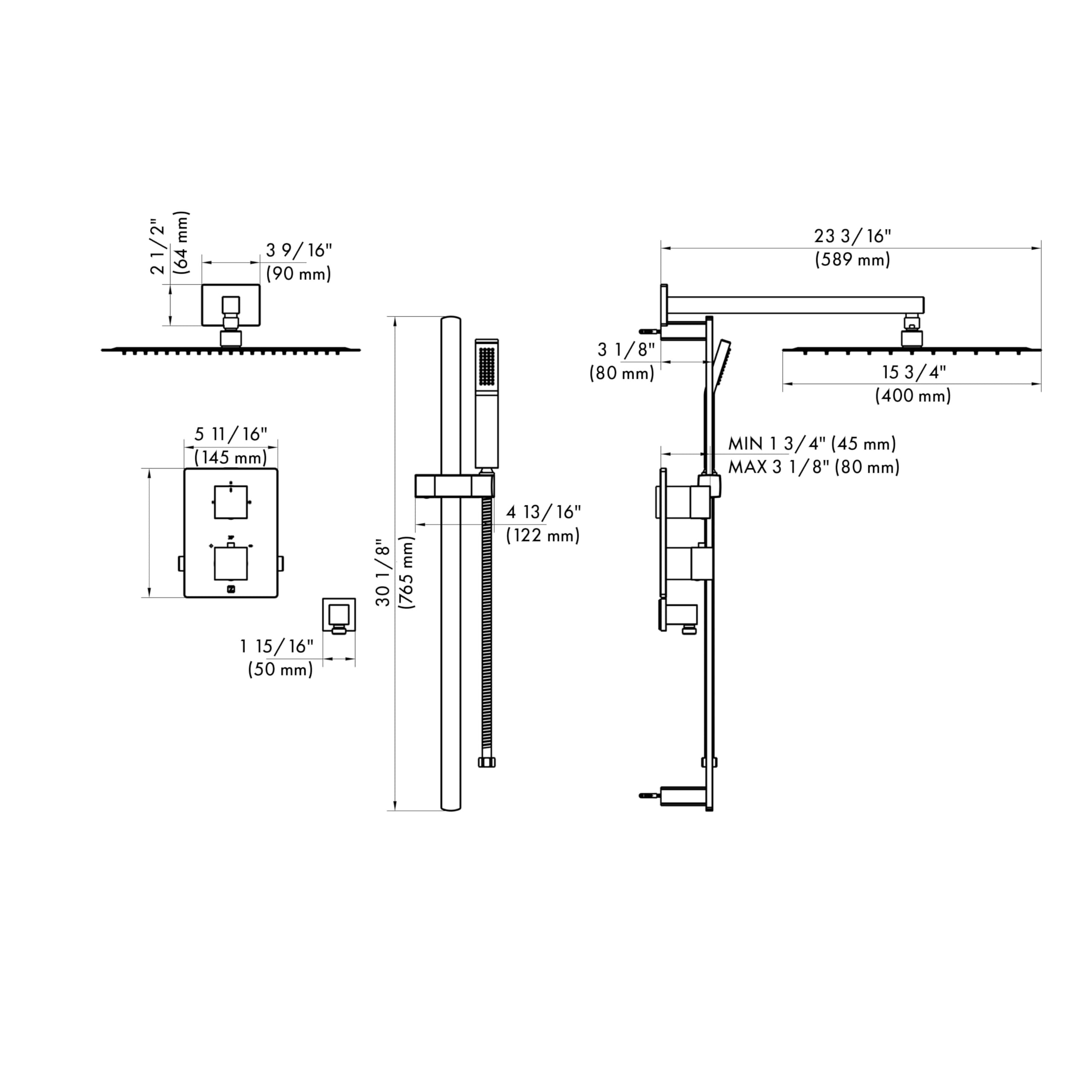 ZLINE Autograph Edition Crystal Bay Thermostatic Shower System in Champagne Bronze (CBY-SHS-T2-CB)