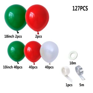 Red Green and White Balloon Garland for Birthday Baby Shower Wedding Graduation Christmas Party Decoration