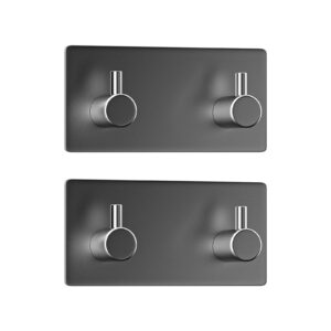 ariosox 2-packs heavy duty adhesive hooks, waterproof stainless steel bathroom hooks for towels, shower cap and towel robe, closet hook wall mount for home, kitchen, rv,bathroom,office (silver)