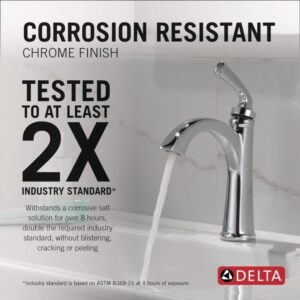 Delta Faucet Geist Single Hole Bathroom Faucet, Chrome Bathroom Faucets for Sink 1 Hole, Bathroom Sink Faucet, Faucet for Bathroom Sink, Drain Assembly Included, Chrome 15864LF