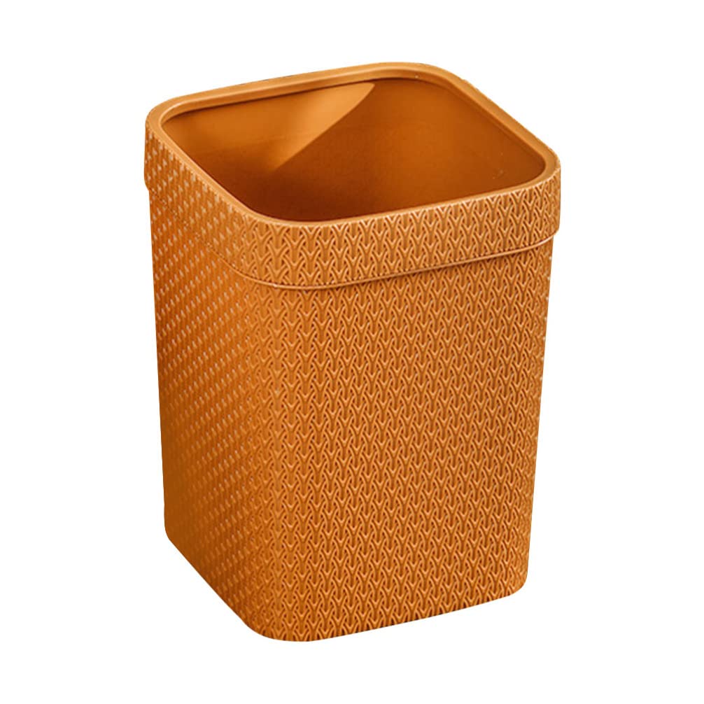 LIFKOME Orange Rattan Round Trash Can, Durable, Convenient, Impact Resistant, Can Be Used for a Long Time