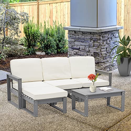 LAUREL CANYON Outdoor Coffee Table HDPE Recycled Plastic Patio Porch, Yard, Park, Lawn, Slate Grey