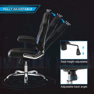 SMUG Gaming Chair Ergonomic Office Chair PU Leather Computer Chair High Back Desk Chair Adjustable Swivel Task Chair with Lumbar Support/Flip-up Armrests, Blue