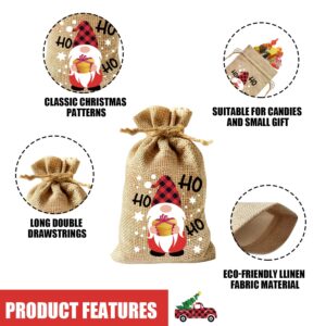 KIMOBER 36PCS Christmas Burlap Gift Bags,Jute Linen Treat Candy Bag with Double Drawstrings for Xmas Party Favor