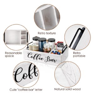 Coffee Station Organizer Wooden Coffee Bar Accessories Organizer for Countertop, Farmhouse Kcup Coffee Pod Holder Storage Basket Coffee Bar Organizer - White