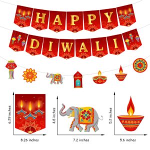 Happy Diwali Bunting Banner, Diwali Garland Decorations for Indian Festival of Lights Deepavali Themed Party Supplies