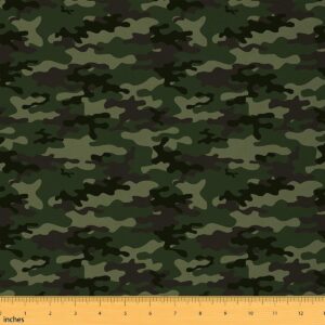 erosebridal camo fabric by the yard, army green camouflage decorative fabric, camouflage upholstery fabric for chairs, camouflage fabric for quilting sewing diy clothing 1 yard, green