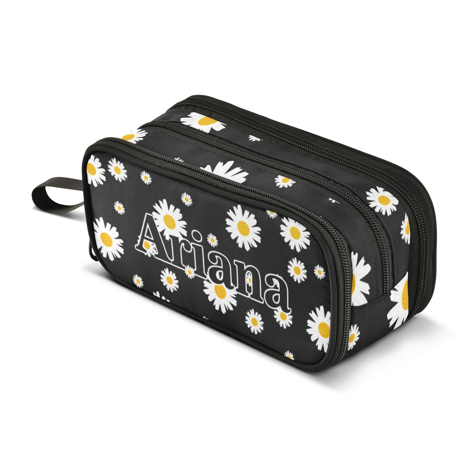 J JOYSAY Custom Daisy Flowers Pencil Case Large Big Capacity Personalized Pencil Bag for Girls Boys Customized Pencil Box Pouch Stationery Organizer for Adults Office Women