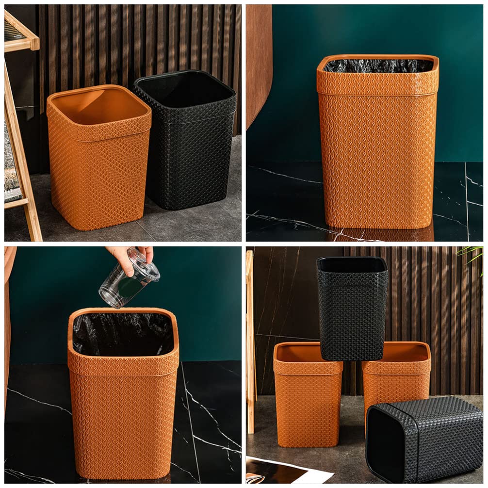 LIFKOME Orange Rattan Round Trash Can, Durable, Convenient, Impact Resistant, Can Be Used for a Long Time