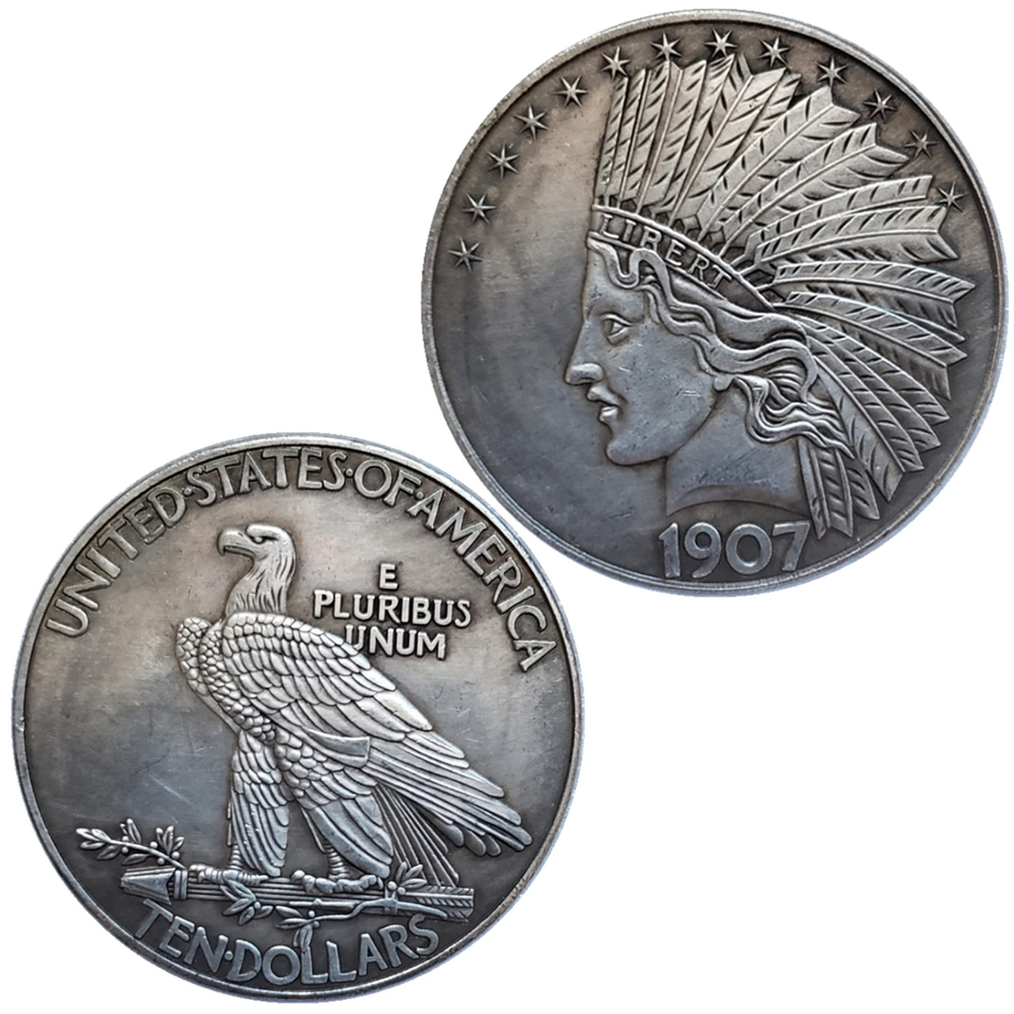 MarshLing Antique Liberty Indian Head Ten-Dollars Coin - Rare Coins Coins for Collectors Uncirculated Morgan Silver Dollars (Silver)