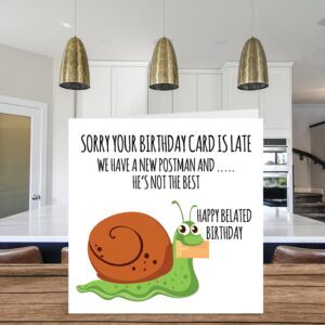 Funny Belated Birthday Cards for Men Women - Snail Mail - Late Birthday Card for Mom Dad Papa Brother Sister Son Daughter Grandma Grandpa, 5.7 Inch Greeting Cards, Joke Humor 30th 40th 50th Cards