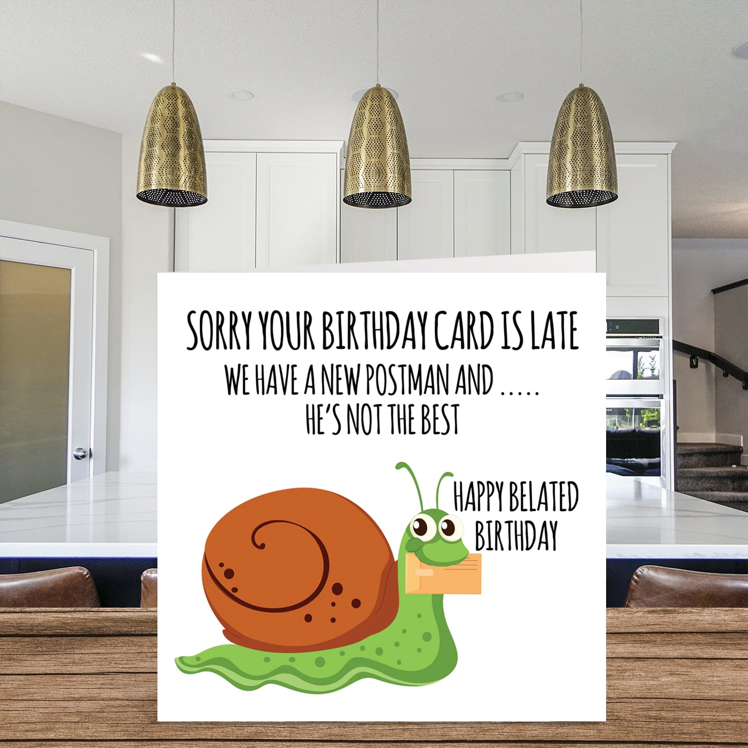 Funny Belated Birthday Cards for Men Women - Snail Mail - Late Birthday Card for Mom Dad Papa Brother Sister Son Daughter Grandma Grandpa, 5.7 Inch Greeting Cards, Joke Humor 30th 40th 50th Cards