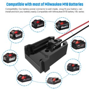 Power Wheel Adapter with Fuse&Switch for Milwaukee 18V Battery, Non-Blown Tight Battery Adapter with 4Pcs 30A Fuse and Wire Terminal, 12 AWG Wire, DIY Use for Truck, Robotics,RC Toys and Work Lights