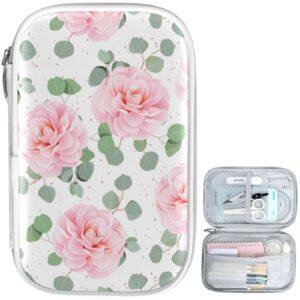 zzkko pink camellia marble pencil bag case zipper pencil holder organizer stationary pen bag cosmetic makeup bag pouch purse for school office supplies