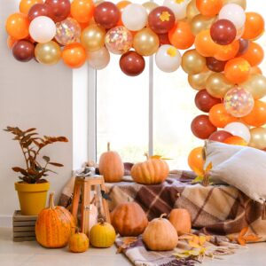 Little Pumpkin Autumn Party Balloon Garland Arch, Fall Baby Shower Gold Orange Balloons Maple Leaves For Fall Theme Bridal Shower Thanksgiving Wedding Engagement Birthday Party