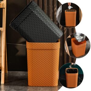 LIFKOME Orange Rattan Round Trash Can, Durable, Convenient, Impact Resistant, Can Be Used for a Long Time