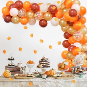 Little Pumpkin Autumn Party Balloon Garland Arch, Fall Baby Shower Gold Orange Balloons Maple Leaves For Fall Theme Bridal Shower Thanksgiving Wedding Engagement Birthday Party