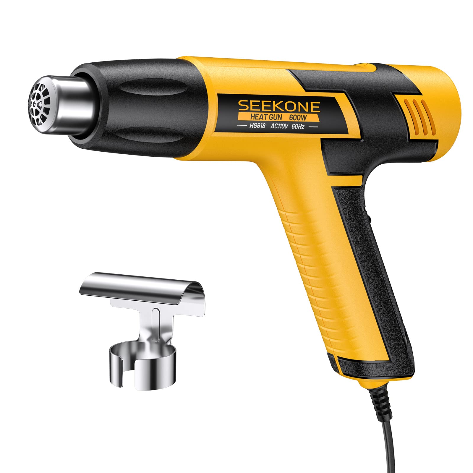 SEEKONE Mini Heat Gun, 600W Dual Temperature Hot Air Gun Tool 572℉&932℉, With 4.9Ft Long Cable and Overheat Protection for Crafts, Embossing, Paint Stripping, Shrink Wrap, and Heat Shrink Tube