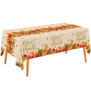 gatherfun fall thanksgiving party supplies, disposable tablecloth, plastic table cover for autumn party decorations and thanksgiving party decorations, 3 pack, 54”x108”