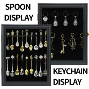 COMSREV 18 Souvenir Tea Spoon Display Case Wall mount Lockable UV Protection Acrylic Door Wood Display Rack Stand for Spoon Collection