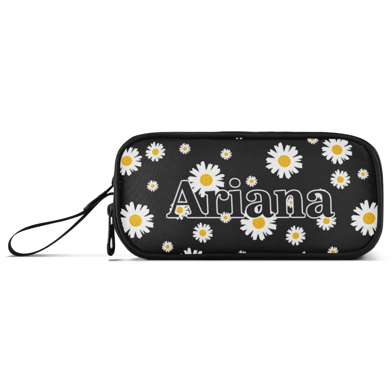 J JOYSAY Custom Daisy Flowers Pencil Case Large Big Capacity Personalized Pencil Bag for Girls Boys Customized Pencil Box Pouch Stationery Organizer for Adults Office Women