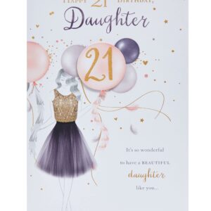 UK Greetings 21st Birthday Card for Daughter - Pretty Dress Design, Multi, 149mm x 229mm