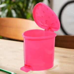 NUOBESTY Desktop Trash Can Desk Trash Can Pink Room Decor Small Fruit Trash Can Mini Recycle Bin Kawaii Decorative Flower Decorative Trash Can Pink Decor Office Plastic with Cover Trash Bin