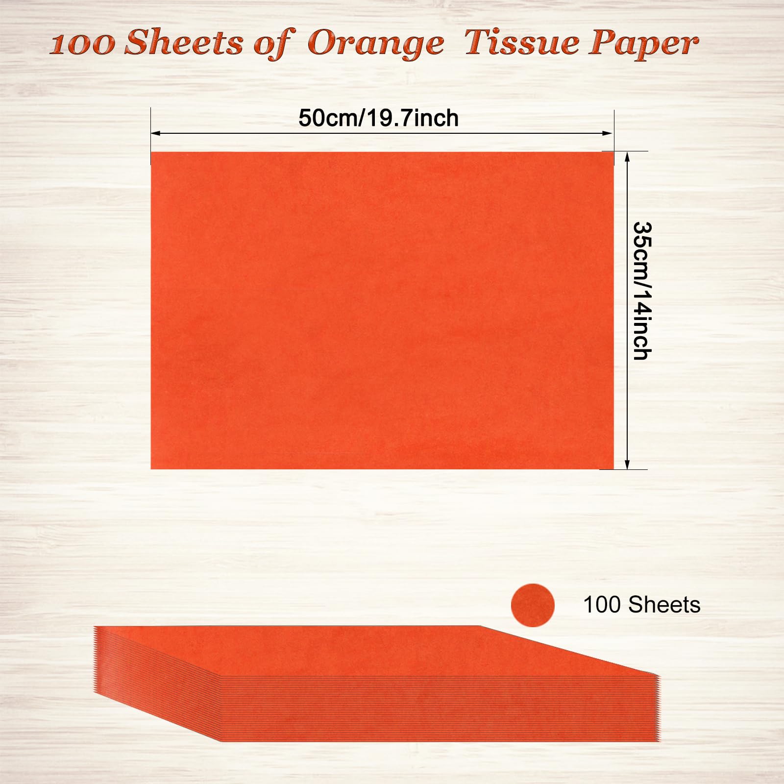 100 Sheets Orange Tissue Paper Artdly 14 x 20 Inches Orange Wrapping Paper Bulk for Weddings Birthday DIY Project Christmas