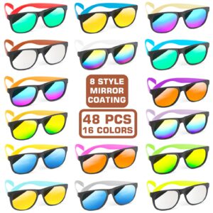 Sunglasses Bulk for Party favors, 48 Pack Neon Plastic Sunglasses with UV400 Protection, Great Gift for Birthday Supplies, Graduation, Summer Pool Beach Party favors, Goody Bag Filler for Boys Girls