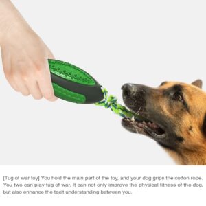 KAMHX Dog Teeth Clean Chewing Durable Football, for Small and Medium-Sized Dogs Missing Food, Human Dog Interaction, with Squeaky Durable Chewing Toys (Dark Green)