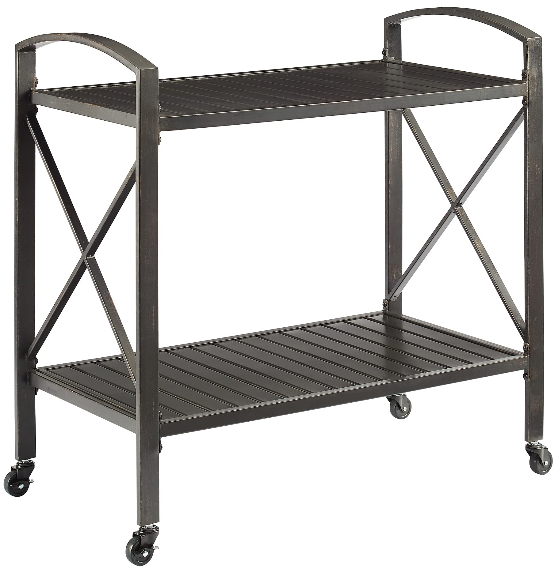 Crosley Furniture Kaplan Rolling Metal Outdoor Bar Cart for Backyard, Pool, Patio, Deck, Oil-Rubbed Bronze