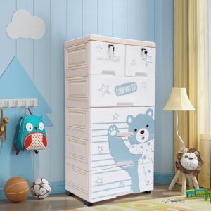 Gdrasuya10 Plastic Drawers Dresser Storage Cabinet with 6 Drawers,Closet Dresser Organizer,Stackable Vertical Clothes Storage for Hallway Entryway(Polar Bear Pattern)