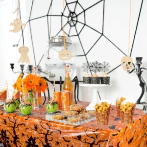 CIEOVO 6 Pieces Halloween Table Cover, Halloween Rectangle Plastic Tablecloth Pumpkin Cobweb Spider Pattern Table Cover for Halloween Kitchen Dinning Room Party Decoration Supplies