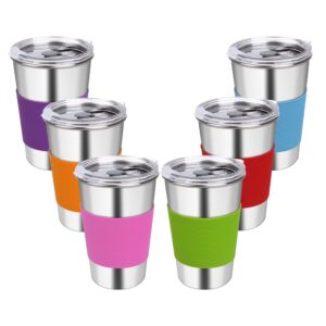 rommeka water tumbler with lids, 6 pack stainless steel spill proof reusable stacking 16oz drinking cups with lids for kids and adults