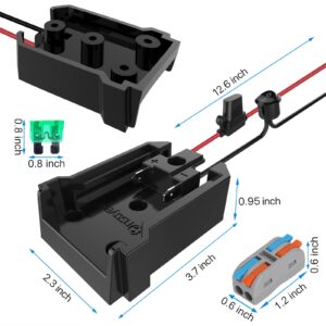 Power Wheel Adapter with Fuse&Switch for Milwaukee 18V Battery, Non-Blown Tight Battery Adapter with 4Pcs 30A Fuse and Wire Terminal, 12 AWG Wire, DIY Use for Truck, Robotics,RC Toys and Work Lights