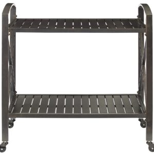 Crosley Furniture Kaplan Rolling Metal Outdoor Bar Cart for Backyard, Pool, Patio, Deck, Oil-Rubbed Bronze