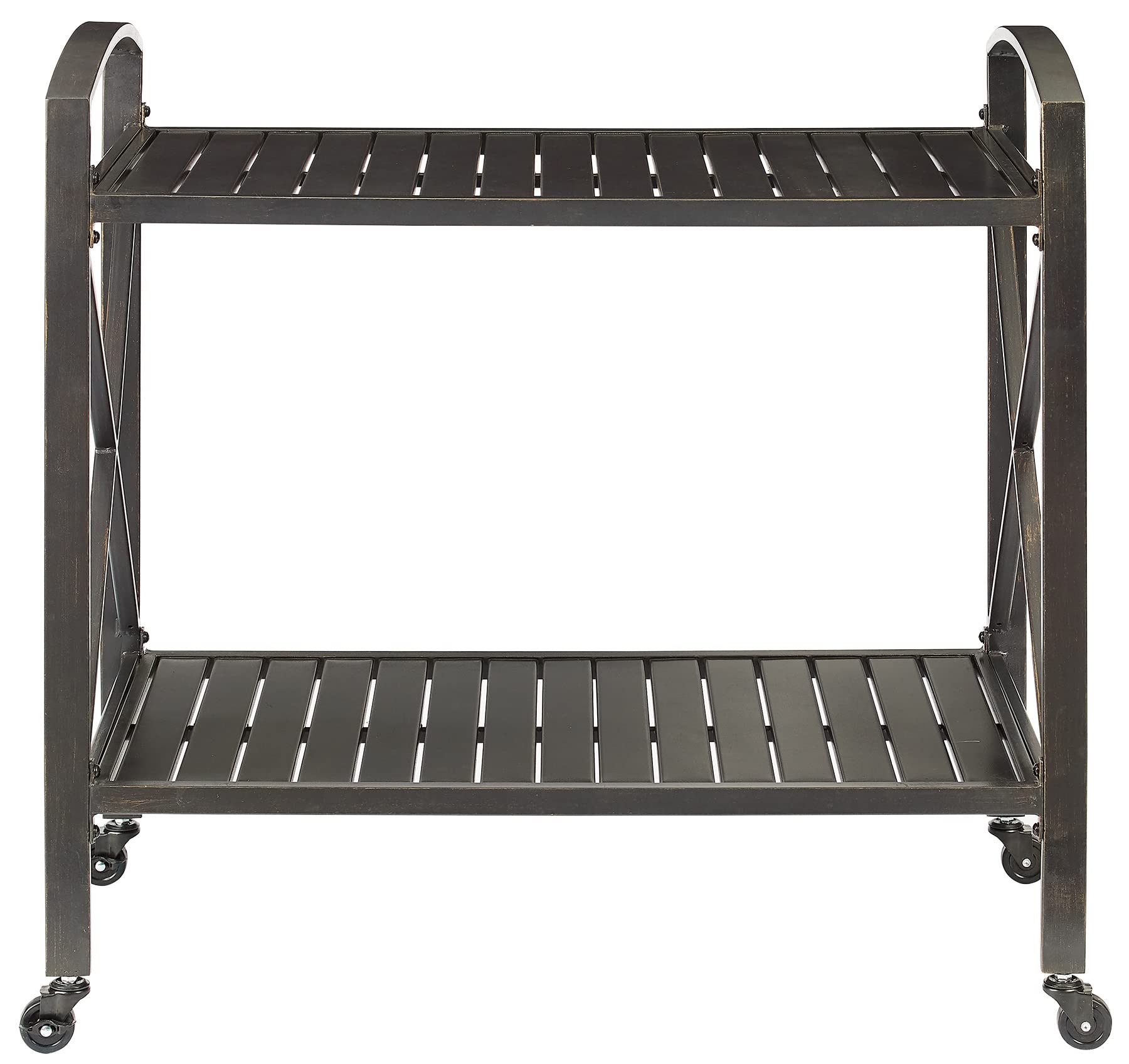 Crosley Furniture Kaplan Rolling Metal Outdoor Bar Cart for Backyard, Pool, Patio, Deck, Oil-Rubbed Bronze